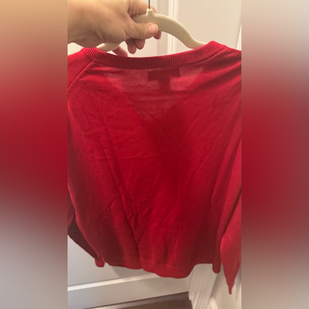 Lands' End Rich Red V-Neck Sweater - Picture 4 of 5